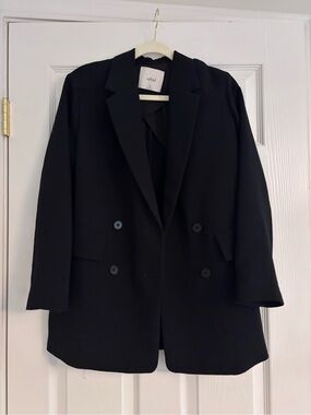 Wilfred Black Double-Breasted Suit Jacket Blazer